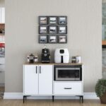 Rani JE161 Kahve Köşesi Çok Amaçlı Dolap 2 Kapaklı 1 Çekmeceli Kiler Mutfak Dolabı Beyaz - Sepet Ceviz