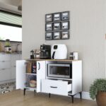 Rani JE161 Kahve Köşesi Çok Amaçlı Dolap 2 Kapaklı 1 Çekmeceli Kiler Mutfak Dolabı Beyaz - Sepet Ceviz - Görsel 5