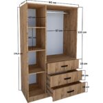 Easy Atlantik Çam 3 Kapılı 3 Çekmeceli Çok Amaçlı Elbise Dolabı - Görsel 7