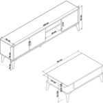 Cool Home Marin Tv Ünitesi 180 cm - Orta Sehpa Seti Çizgi Desenli , Raflı , Sis Gri - Görsel 5