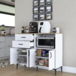 Rani Je166 Kahve Köşesi Çok Amaçlı Dolap 4 Kapaklı 2 Çekmeceli Kiler Mutfak Dolabı Sepet Ceviz - Beyaz - Görsel 5