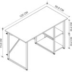 Bofigo 60X120 cm 2 Raflı Çalışma Masası Bilgisayar Masası Ofis Ders Yemek Masası Çam - Görsel 4
