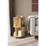 Zeo Wood Design 360° Dekoratif Döner Kitaplık - Meşe - 71x45 Cm