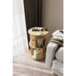 Zeo Wood Design 360° Dekoratif Döner Kitaplık - Meşe - 71x45 Cm - Görsel 2