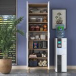 Rani JE102 Çok Amaçlı Dolap 2 Kapaklı 7 Raflı Banyo Kiler Mutfak Dolabı Sepet Ceviz - Beyaz - Görsel 3