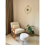 Ars Safir Sallanan Ahşap Berjer Koltuk Yanında Puf ve Yastık Hediyeli