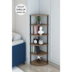 Modalanka 6 Raflı Köşe Üçgen Tasarım Kitaplık Çevir Tak  Ofis Salon Kitaplığı Köşe Raf Modern Şık Tasarım