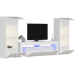 Cantek Dizayn Lissa Kitaplık, Tv Sehpası Takımı Beyaz-Altın - Görsel 4