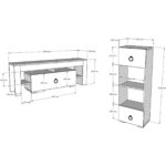 Cantek Dizayn Lissa Kitaplık, Tv Sehpası Takımı Beyaz-Altın - Görsel 5
