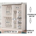 Beenal Venüs Sürgülü Gardırop 180 cm - Parlak Beyaz - Görsel 3