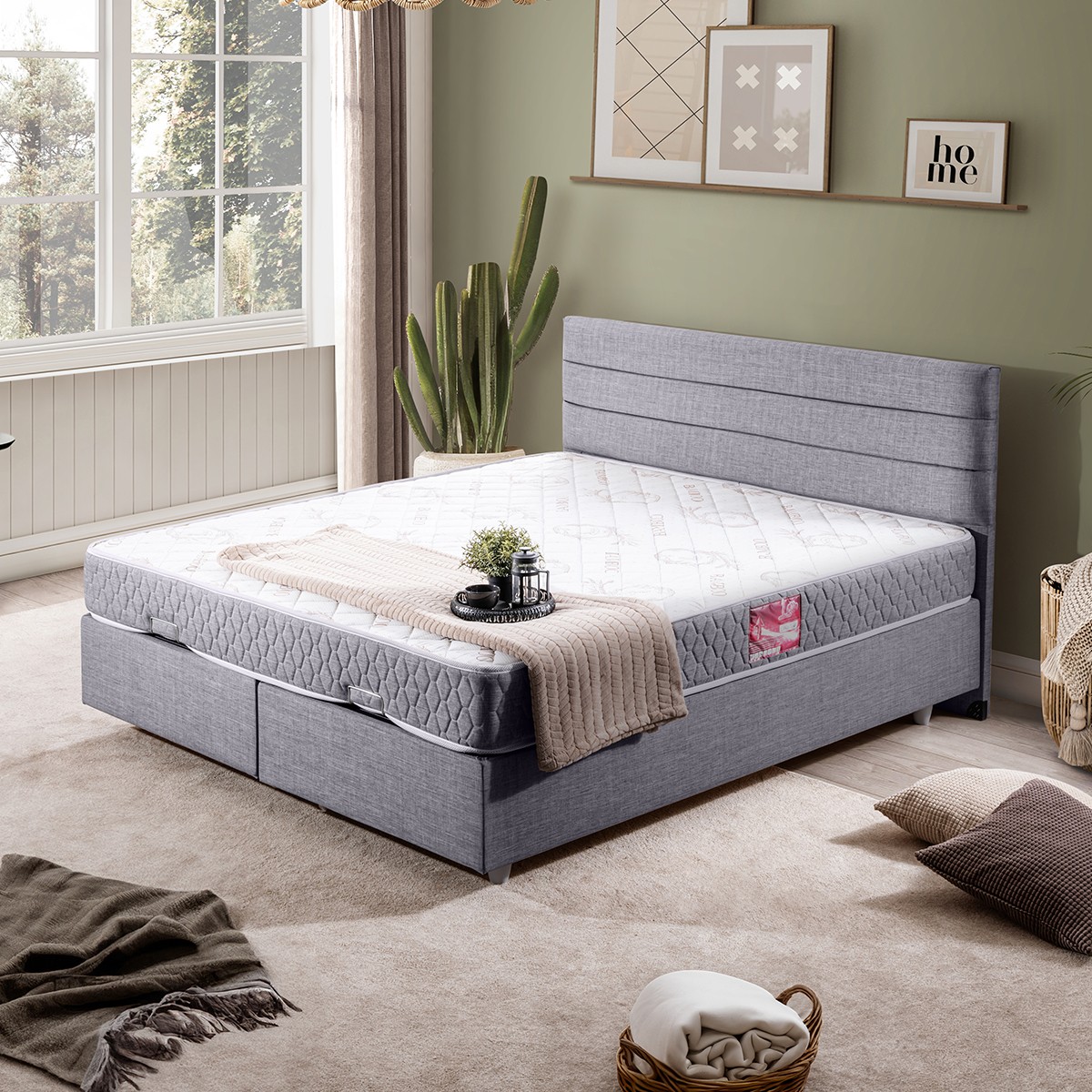 110000701433384-32.jpg Setay Sofia İkili Set Çift Kişilik Baza Başlık - Açık Gri - Görsel 1