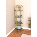 Dekopratik Mona Gold Köşe Kitaplık Dekoratif Aksesuar Rafı Mutfak Rafı 40CM Füme Camlı