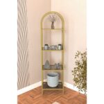 Dekopratik Mona Gold Köşe Kitaplık Dekoratif Aksesuar Rafı Mutfak Rafı 40CM Füme Camlı - Görsel 2