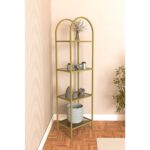 Dekopratik Mona Gold Köşe Kitaplık Dekoratif Aksesuar Rafı Mutfak Rafı 40CM Füme Camlı - Görsel 3