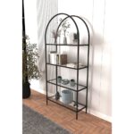 Dekopratik Mona Siyah Kitaplık Dekoratif Aksesuar Rafı Mutfak Rafı Şeffaf Cam - Görsel 2