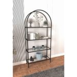 Dekopratik Mona Siyah Kitaplık Dekoratif Aksesuar Rafı Mutfak Rafı Şeffaf Cam - Görsel 3