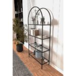 Dekopratik Mona Siyah Kitaplık Dekoratif Aksesuar Rafı Mutfak Rafı Şeffaf Cam - Görsel 4