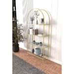 Dekopratik Mona Gold Kitaplık Dekoratif Aksesuar Rafı Mutfak Rafı Şeffaf Cam - Görsel 2