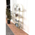 Dekopratik Mona Gold Kitaplık Dekoratif Aksesuar Rafı Mutfak Rafı Şeffaf Cam - Görsel 4