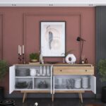 Rani GD110 Modern Ayaklı Bölmeli Çekmeceli Kapaklı Konsol Beyaz - Sepet Ceviz - Görsel 4