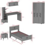 Demonte Dekor Asimo Çocuk Genç Odası Takımı (P-T-L-C-G) Beyaz-Beyaz - Görsel 5