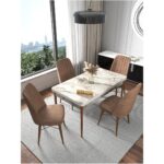 Fixed Efes 70X110 Sabit Mutfak Masası Yemek Masası Masa Sandalye Takımı 4 Kahverengi Sandalye