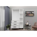 Metalia Gm 303-A Ece 3 Kapı 3 Çekmeceli Ayaklı Siyah Kulplu Gardırop - Görsel 3