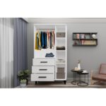 Metalia Gm 303-A Ece 3 Kapı 3 Çekmeceli Ayaklı Siyah Kulplu Gardırop - Görsel 4