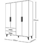 Metalia Gm 070-A Novado Siyah Kulplu Ayaklı Gardırop - Görsel 5