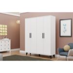 Metalia Gm 050-A Hayal Ayaklı 4 Kapılı Siyah Kulplu Gardırop - Görsel 2