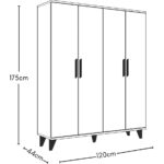 Metalia Gm 050-A Hayal Ayaklı 4 Kapılı Siyah Kulplu Gardırop - Görsel 5