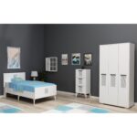 Demonte Dekor Asimo Çocuk Genç Odası Takımı (H-L-C) Beyaz-Beyaz
