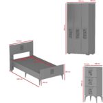 Demonte Dekor Asimo Çocuk Genç Odası Takımı (H-L-C) Antrasit-Beyaz - Görsel 5