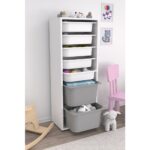 Pratico Zola 7 Sepetli Dolap Oyuncak Dolabı Çok Amaçlı Mutfak Banyo Kiler Dolabı Gri Beyaz