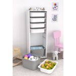 Pratico Zola 7 Sepetli Dolap Oyuncak Dolabı Çok Amaçlı Mutfak Banyo Kiler Dolabı Gri Beyaz - Görsel 2