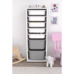 Pratico Zola 7 Sepetli Dolap Oyuncak Dolabı Çok Amaçlı Mutfak Banyo Kiler Dolabı Gri Beyaz - Görsel 3