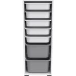 Pratico Zola 7 Sepetli Dolap Oyuncak Dolabı Çok Amaçlı Mutfak Banyo Kiler Dolabı Gri Beyaz - Görsel 5