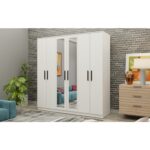 Metalia Gm 081 Favorite 6 Kapılı Aynalı Beyaz Siyah Kulplu Gardırop - Görsel 2