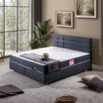 Setay Viyana Çift Kişilik Baza Başlık Letto Yatak Seti Lacivert