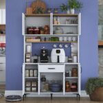 Rani JE177 Çok Amaçlı Dolap 8 Kapaklı 1 Çekmeceli Raflı Kiler Mutfak Dolabı Beyaz - Sepet Ceviz - Görsel 3