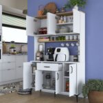 Rani JE177 Çok Amaçlı Dolap 8 Kapaklı 1 Çekmeceli Raflı Kiler Mutfak Dolabı Beyaz - Sepet Ceviz - Görsel 5