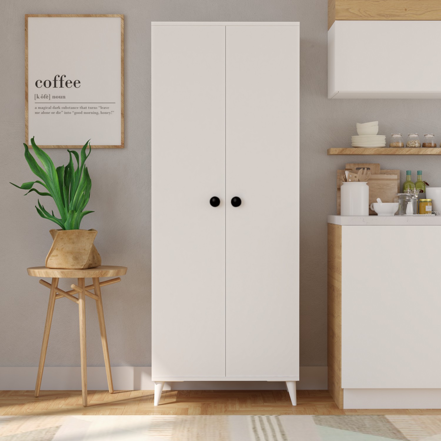 110000711453825.jpg Imbaş 2 Kapaklı 5 Raflı Mega Çok Amaçlı Mutfak Dolabı Banyo Dolabı Beyaz - Görsel 1