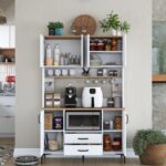 Rani JE168 Çok Amaçlı Dolap 6 Kapaklı 2 Çekmeceli Kiler Mutfak Dolabı Beyaz - Sepet Ceviz - Görsel 3