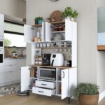 Rani JE168 Çok Amaçlı Dolap 6 Kapaklı 2 Çekmeceli Kiler Mutfak Dolabı Beyaz - Sepet Ceviz - Görsel 5