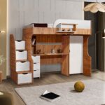 Setay Litera Ranza Dolap Masa + 1 Adet Comfort Yatak, Koyu Ceviz/Beyaz - Görsel 2