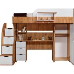 Setay Litera Ranza Dolap Masa + 1 Adet Comfort Yatak, Koyu Ceviz/Beyaz - Görsel 3