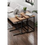 Flinder 3 Lü Zigon Sehpa Metal Ayaklı Servis Sehpası - Görsel 2