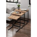 Flinder 3 Lü Zigon Sehpa Metal Ayaklı Servis Sehpası - Görsel 3