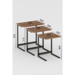 Flinder 3 Lü Zigon Sehpa Metal Ayaklı Servis Sehpası - Görsel 5