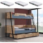 Setay Alba Yavrulu Geniş Ranza, Mavi + 3 Adet Comfort Yatak